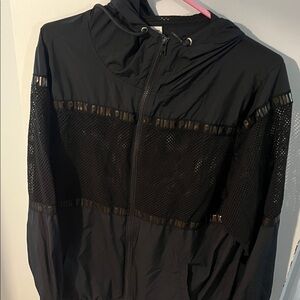 PINK Victoria's Secret Black Mesh Bomber Jacket
